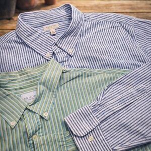 LOT Of TWO Sonoma Button Down Shirts Mens XL Blue Green Long Sleeve Stripe